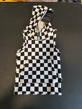 Millie And Roo Black And White Check Hoodie Tank